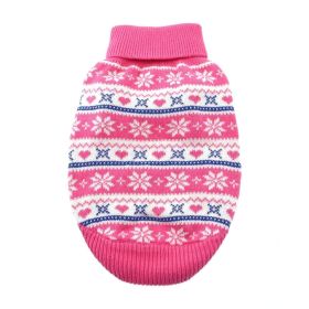 Combed Cotton Snowflake and Hearts Dog Sweater (Color: pink, size: 2X-Large)